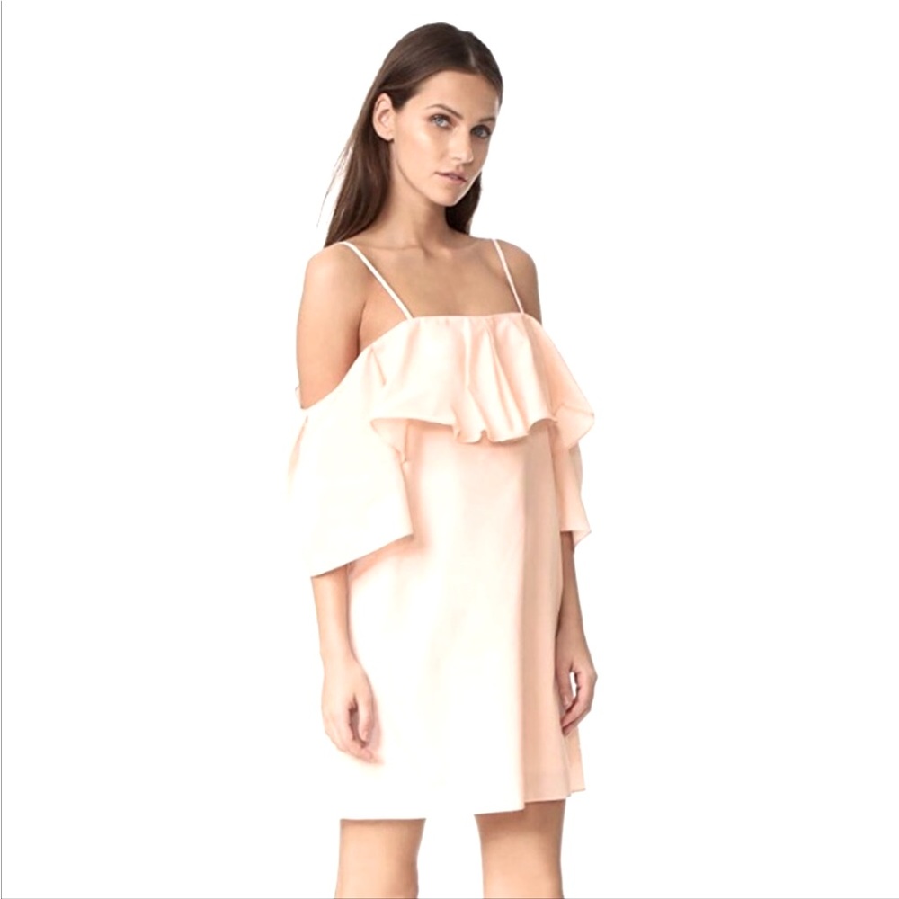Amanda Uprichard Ruffled Cold Shoulder Marise Dress